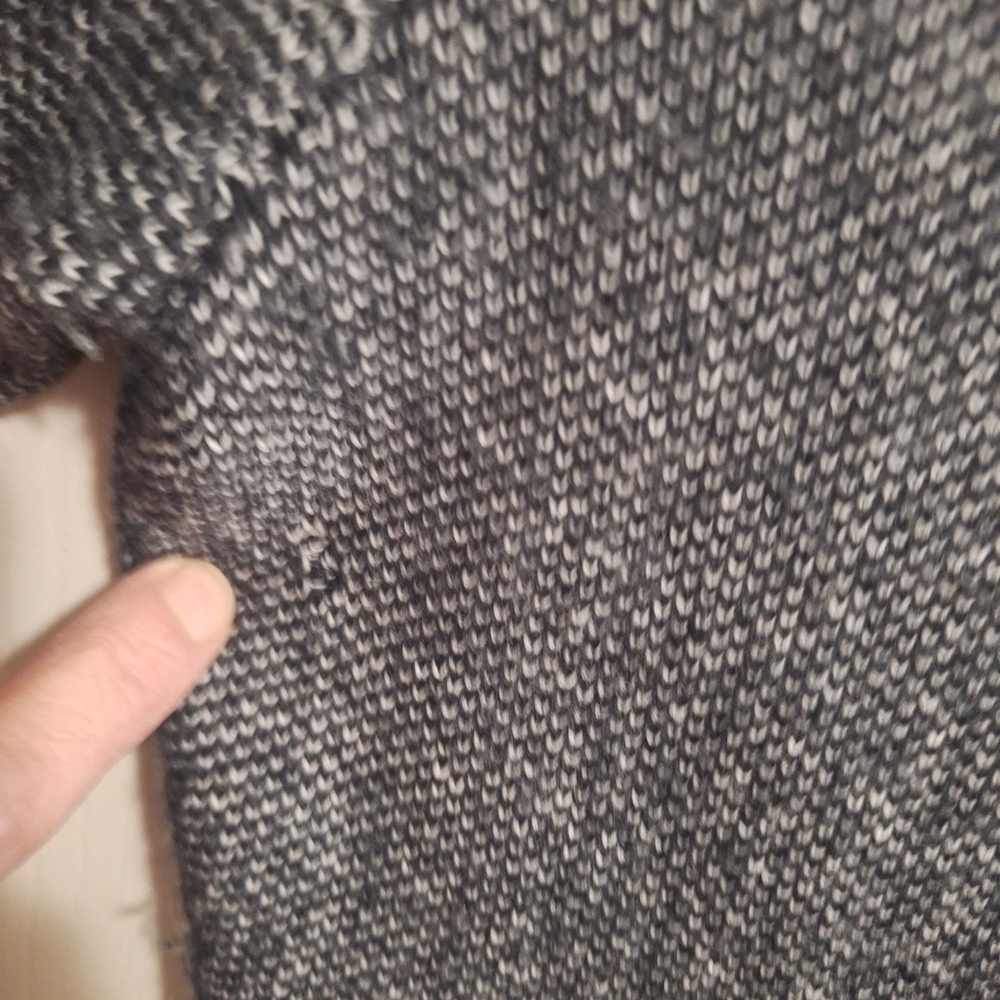 Vintage Isabella Bird Herringbone Knit Cardigan Sweater - L - Gray - Picture 5 of 7